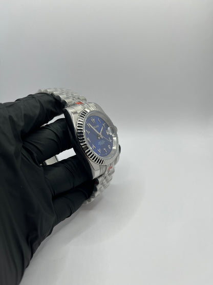 Date Just Arabic Dial Bleu Valtik
