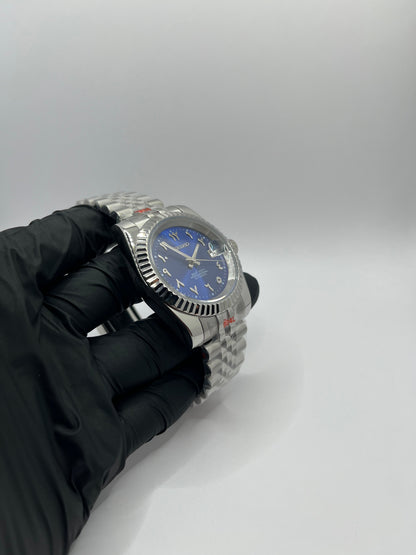 Date Just Arabic Dial Bleu Valtik