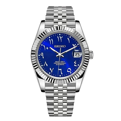 Date Just Arabic Dial Bleu Valtik